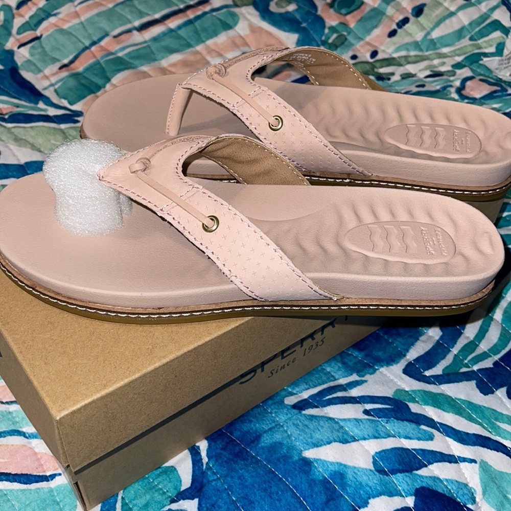 Sperry waveside plush thong flip flops pink- 8.5